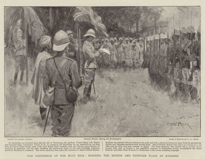 The Expedition up the Blue Nile, hoisting the British and Egyptian Flags at Rosaires by Ernest Prater